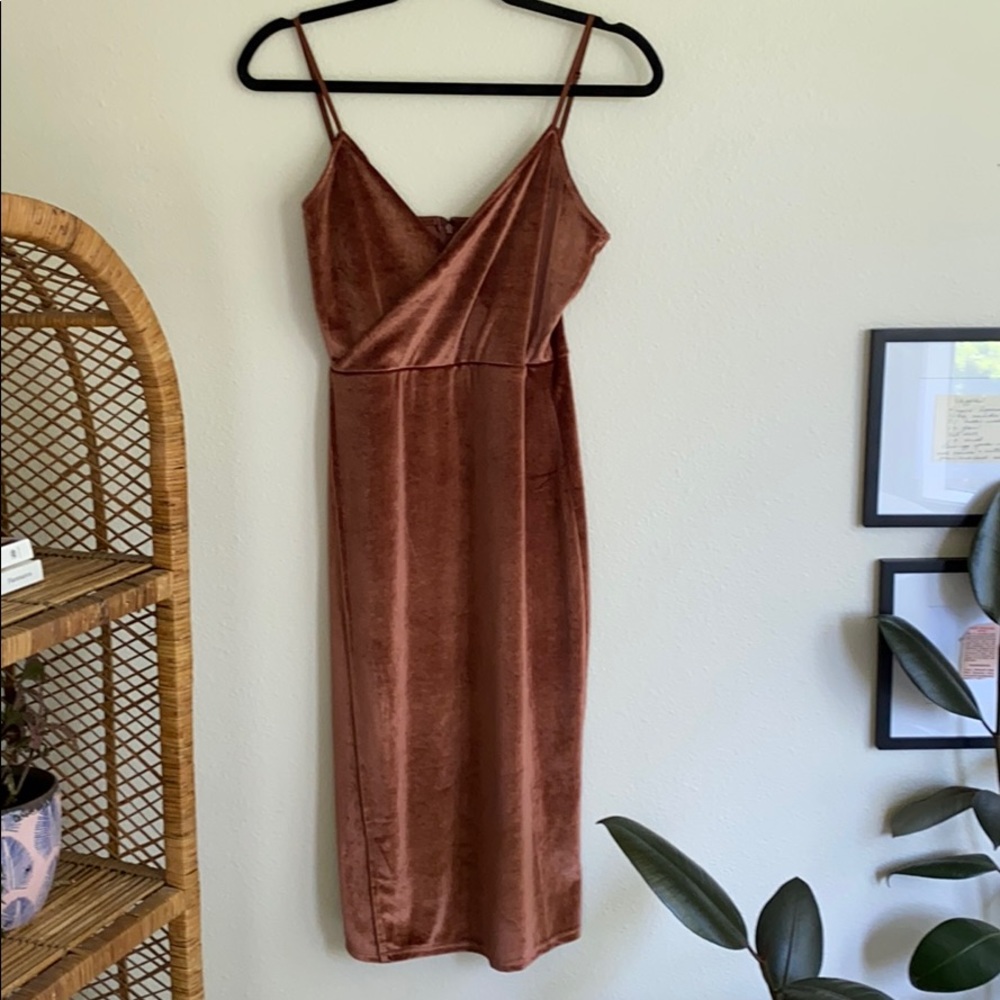 Rust velvet dress from Lulus
